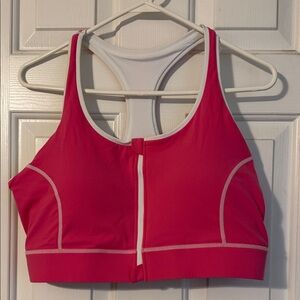 Vibrant Pink Zip-Front Sports Bra